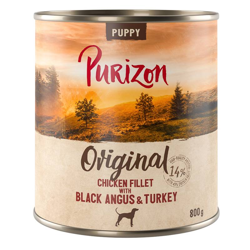 6 x 400/800 g Purizon Nassfutter zum Sonderpreis - NEU: Puppy: Hühnerfilet mit Black-Angus-Rind & Pute (6 x 800 g) von Purizon