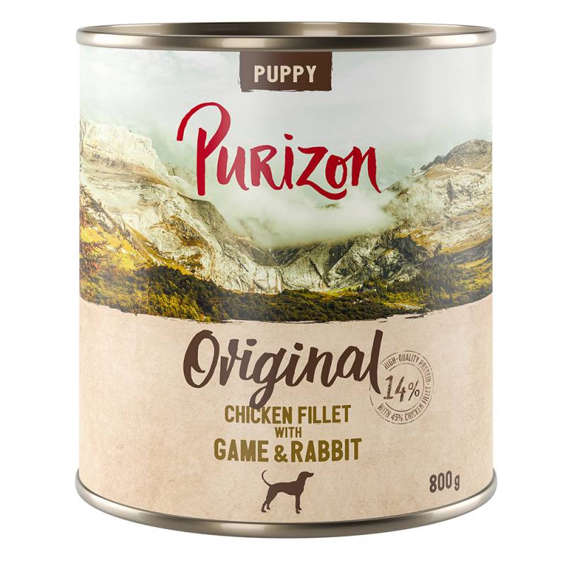 6 x 400/800 g Purizon Nassfutter zum Sonderpreis - NEU: Puppy: Hühnerfilet mit Wild & Kaninchen (6 x 800 g) von Purizon