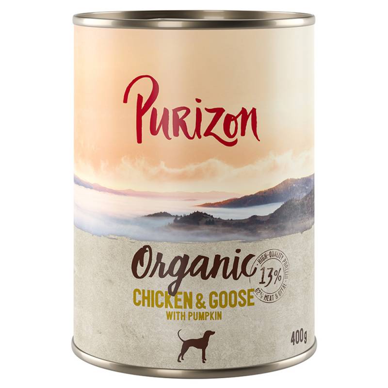 6 x 400/800 g Purizon Nassfutter zum Sonderpreis - Organic Huhn und Gans mit Kürbis (6 x 400 g) von Purizon
