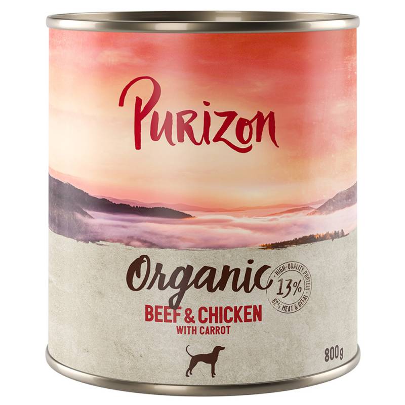 6 x 400/800 g Purizon Nassfutter zum Sonderpreis - Organic Rind und Huhn mit Karotte (6 x 800 g) von Purizon