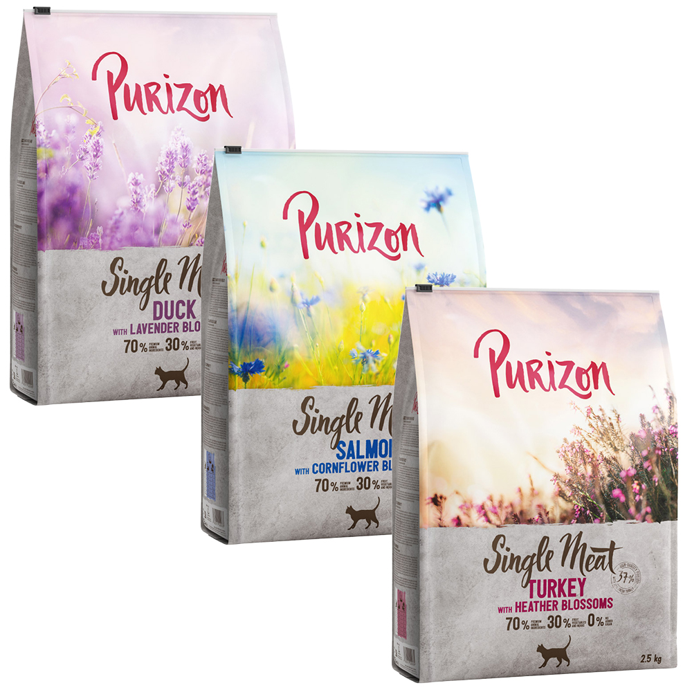Gemischtes Sparpaket Purizon 3 x 2,5 kg - Single Meat Mix 2: Lachs / Ente / Pute Gemischtes Sparpaket Purizon 3 x 2,5 kg - Single Meat Mix 2: Lachs / Ente / Pute von Purizon