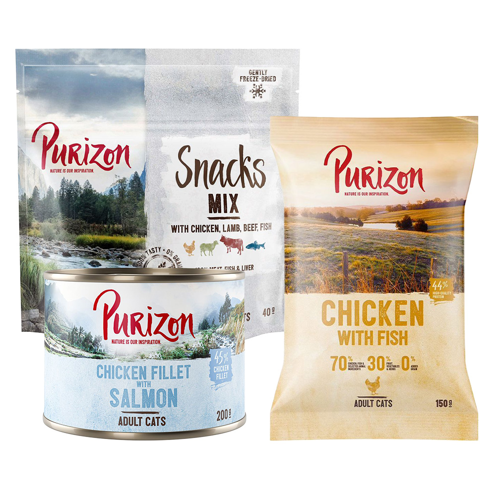 Jetzt probieren: Purizon - getreidefrei - Mix: Trockenfutter, Nassfutter, Snack von Purizon