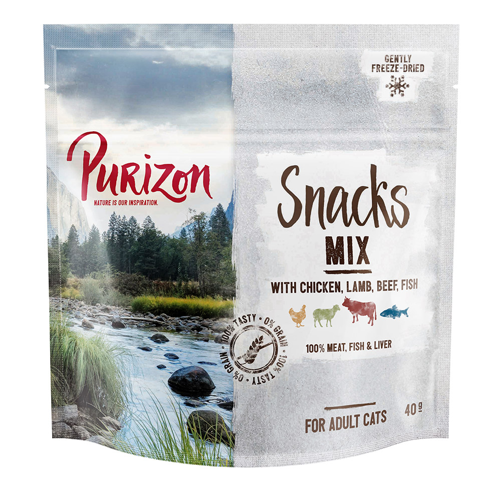 Jetzt probieren: Purizon - getreidefrei - Snack: Mix (Fisch, Huhn, Lamm, Rind, Ente)  - 40g von Purizon
