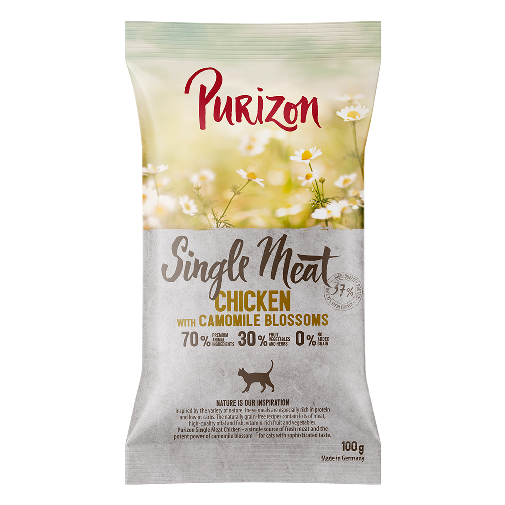 Jetzt probieren: Purizon - getreidefrei - Trockenfutter: Single Meat Huhn mit Kamilleblüten 100g von Purizon