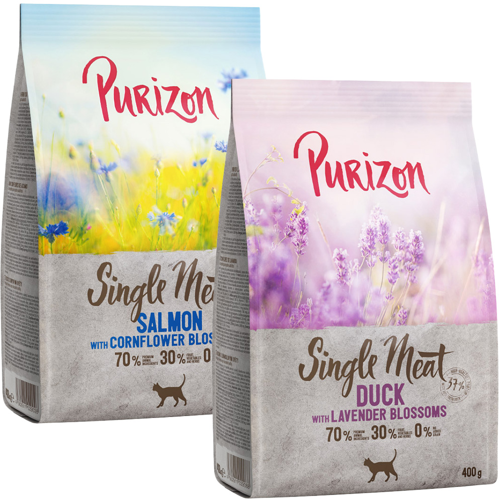 Probiermix Purizon 2 x 400 g - Single Meat Mix Ente mit Lavenderblüten + Lachs mit Kornblumenblüten Probiermix Purizon 2 x 400 g - Single Meat Mix Ente mit Lavenderblüten + Lachs mit Kornblumenblüten von Purizon
