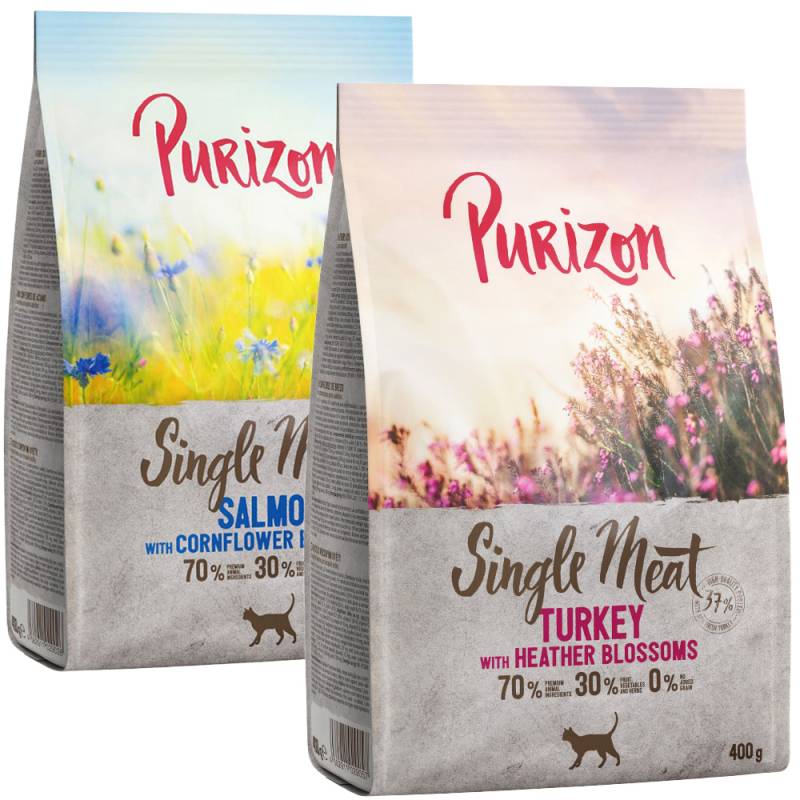Probiermix Purizon 2 x 400 g - Single Meat Mix: Pute mit Heidekrautblumen + Lachs mit Kornblumenblüten Probiermix Purizon 2 x 400 g - Single Meat Mix: Pute mit Heidekrautblumen + Lachs mit Kornblumenblüten von Purizon