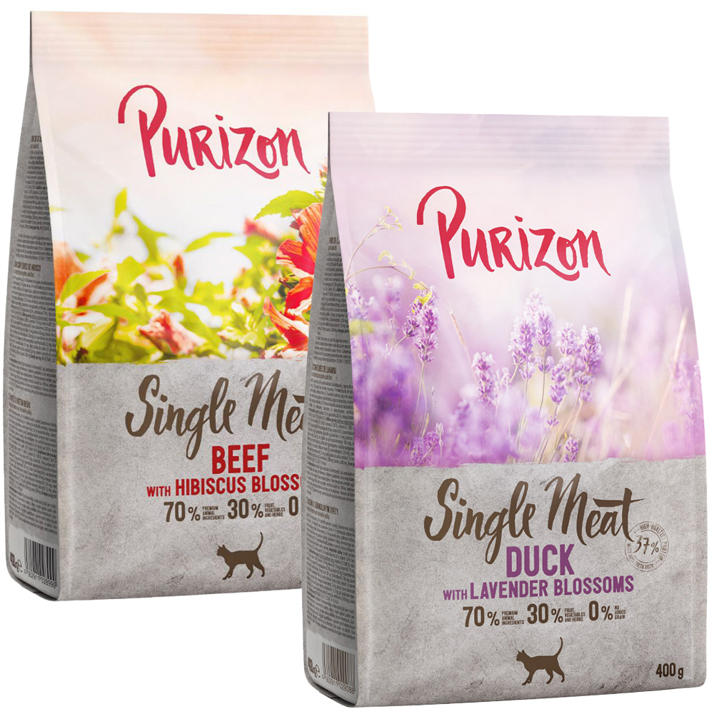 Probiermix Purizon 2 x 400 g - Single Meat Mix: Rind mit Hibiskusblüten + Ente mit Lavenderblüten Probiermix Purizon 2 x 400 g - Single Meat Mix: Rind mit Hibiskusblüten + Ente mit Lavenderblüten von Purizon