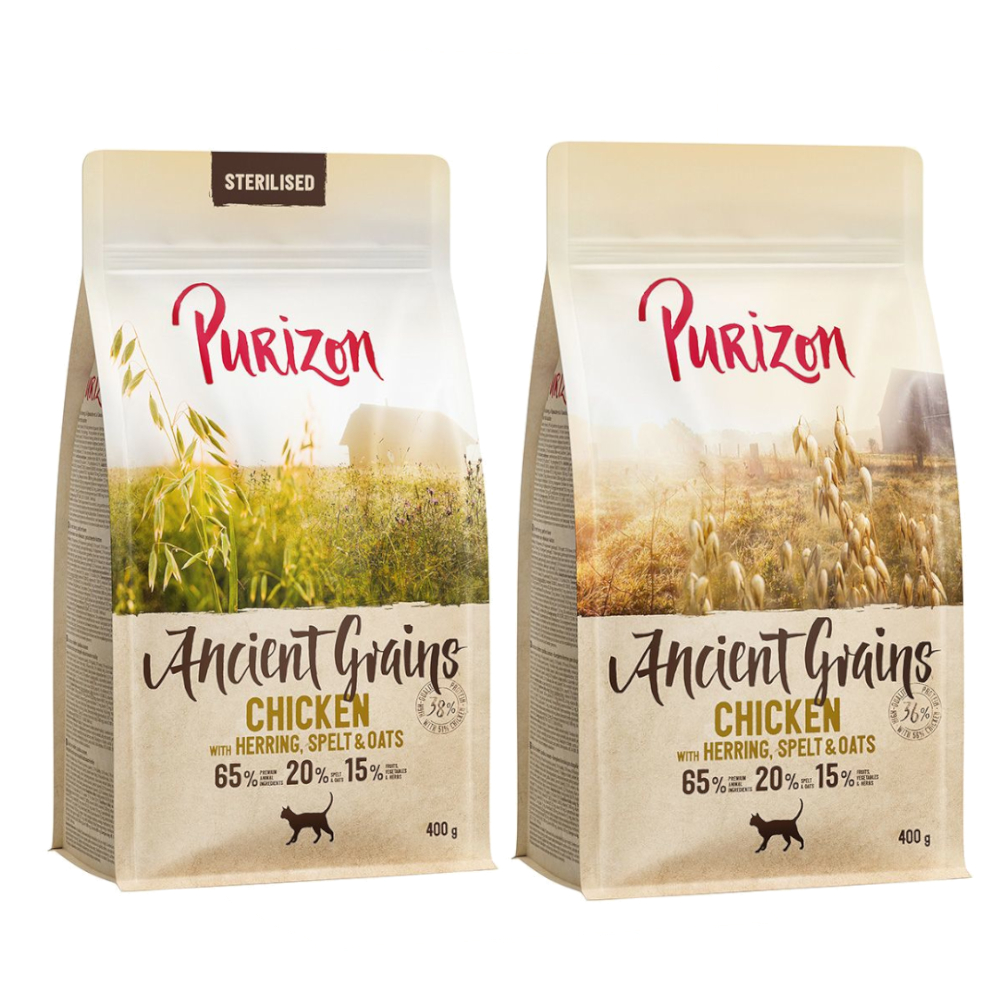 Probiermix Purizon 2 x 400 g  - Urgetreide Mix: Adult Huhn mit Fisch + Sterilised Huhn mit Fisch von Purizon