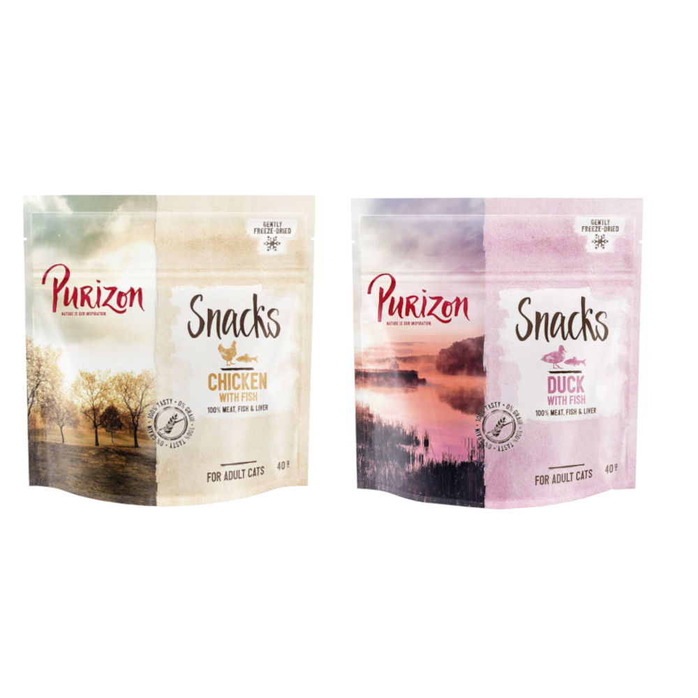Probiermix Purizon Snacks 2 x 40 g  Huhn mit Fisch / Ente mit Fisch von Purizon