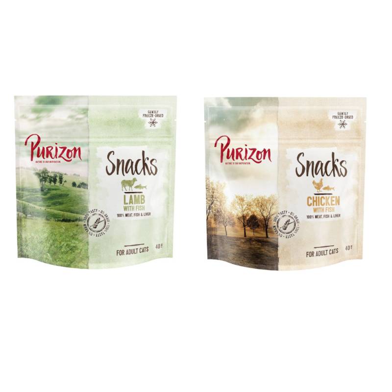 Probiermix Purizon Snacks 2 x 40 g  - Huhn mit Fisch / Lamm mit Fisch von Purizon