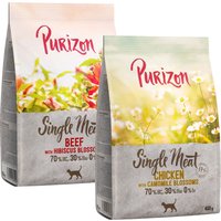 Probierpaket Purizon Adult 2 x 400 g - Single Meat Huhn mit Kamillenblüten / Rind mit Hibiskusblüten von Purizon