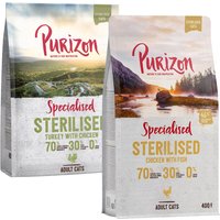 Probierpaket Purizon Adult 2 x 400 g - Sterilised Adult Truthahn & Huhn / Sterilised Adult Huhn & Fisch von Purizon