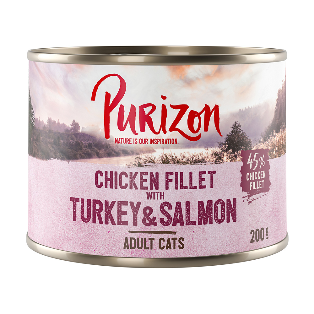 Purizon Adult 24 x 200 g - getreidefrei - Hühnerfilet mit Pute & Lachs von Purizon