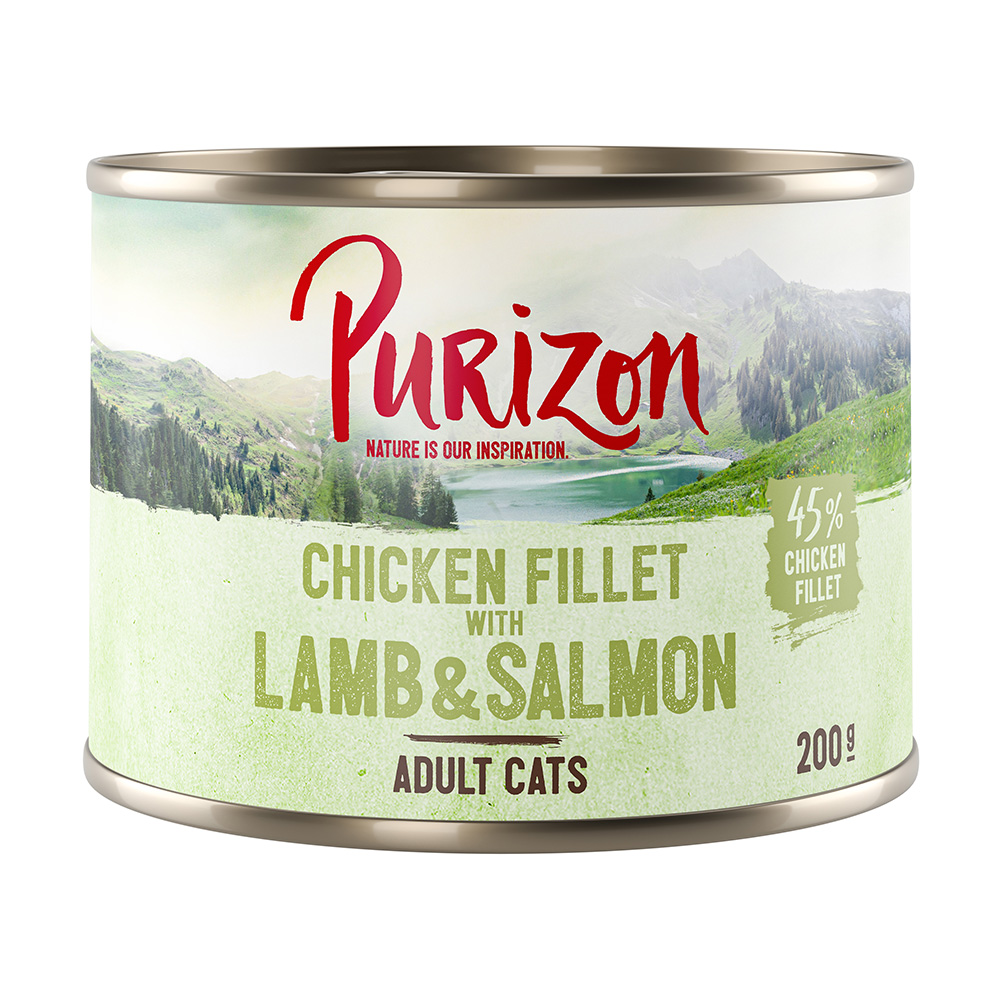 Purizon Adult 24 x 200 g - getreidefrei - Hühnerfilet mit Lachs & Lamm von Purizon