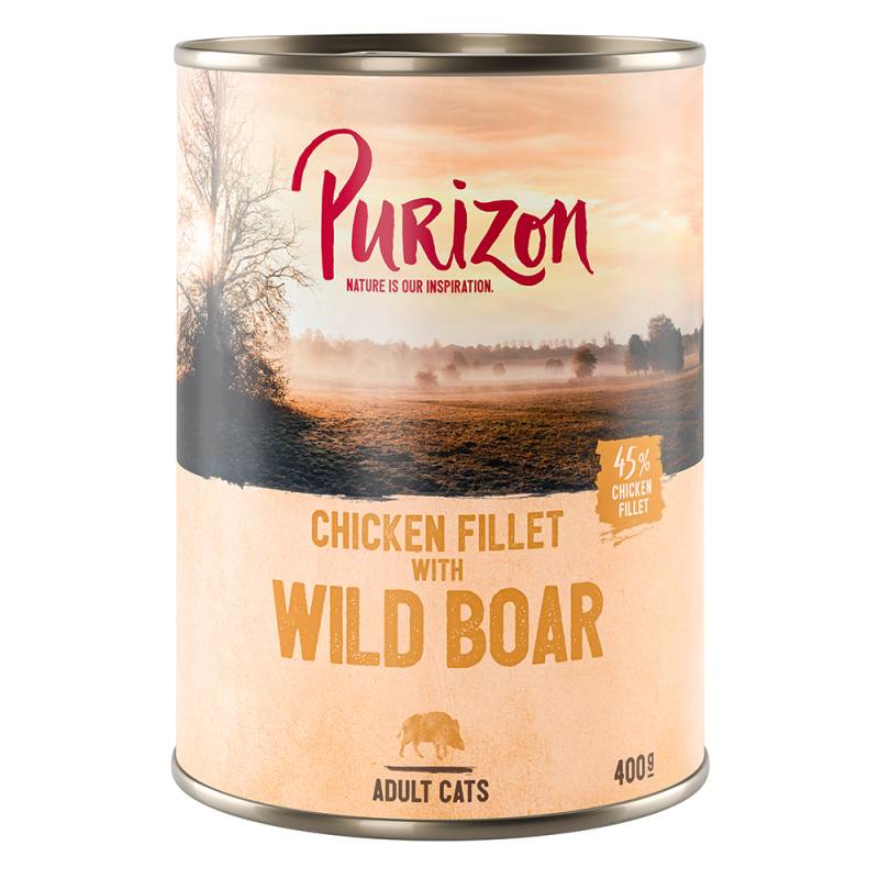 Purizon Adult 24 x 400 g - getreidefrei - Hühnerfilet mit Wildschwein von Purizon