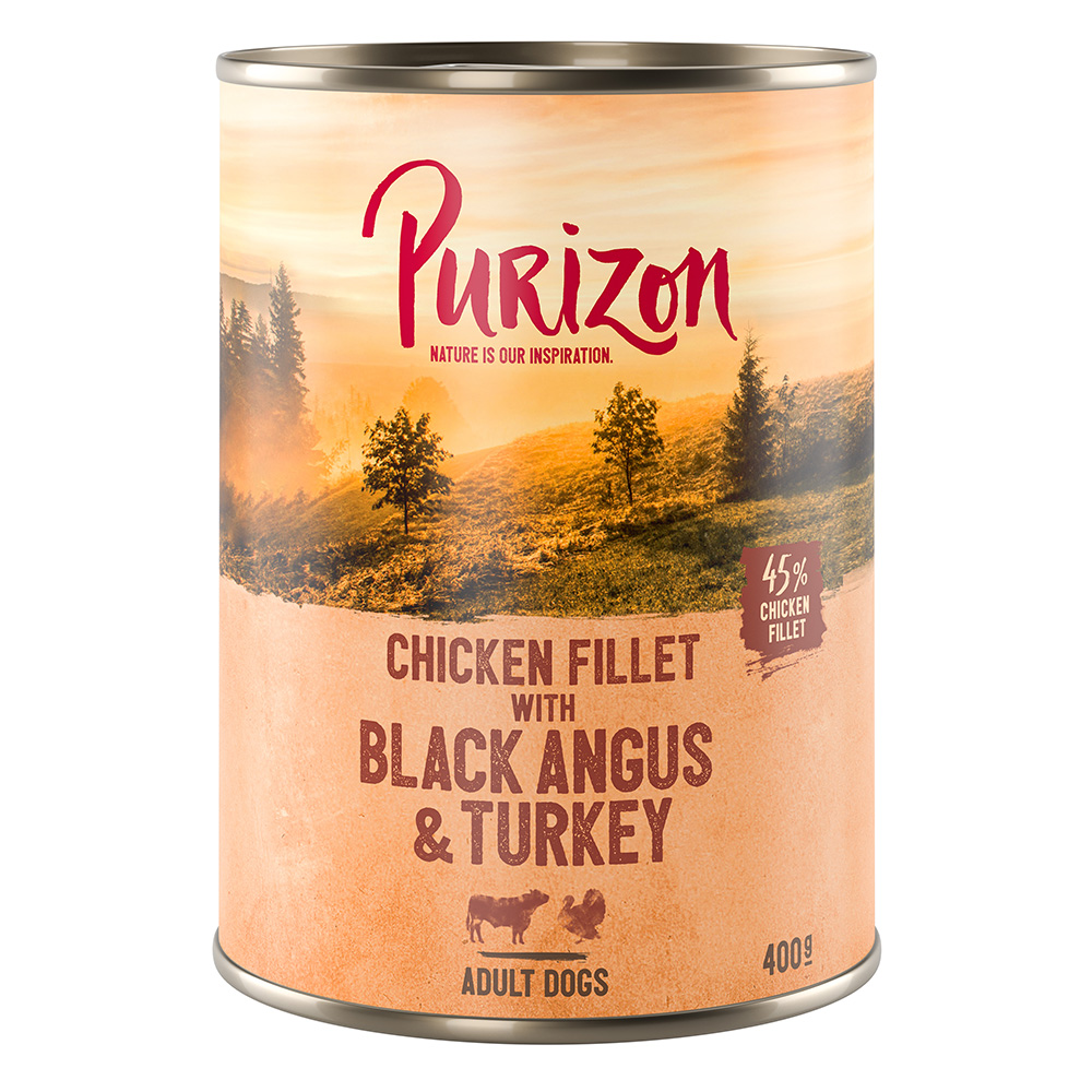 Purizon Adult 6 x 400 g - Hühnerfilet mit Black Angus & Truthahn, Süßkartoffel und Cranberry von Purizon