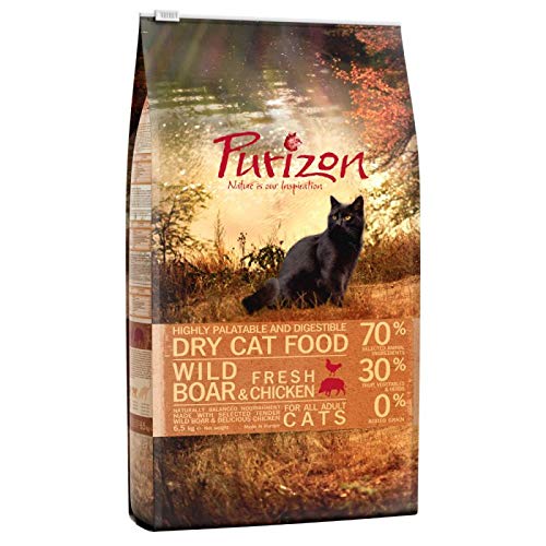 Purizon Adult Getreidefreies Premium Trockenfutter für Katzen mit Wildschwein 6,5 kg mit hohem Proteingehalt von Purizon