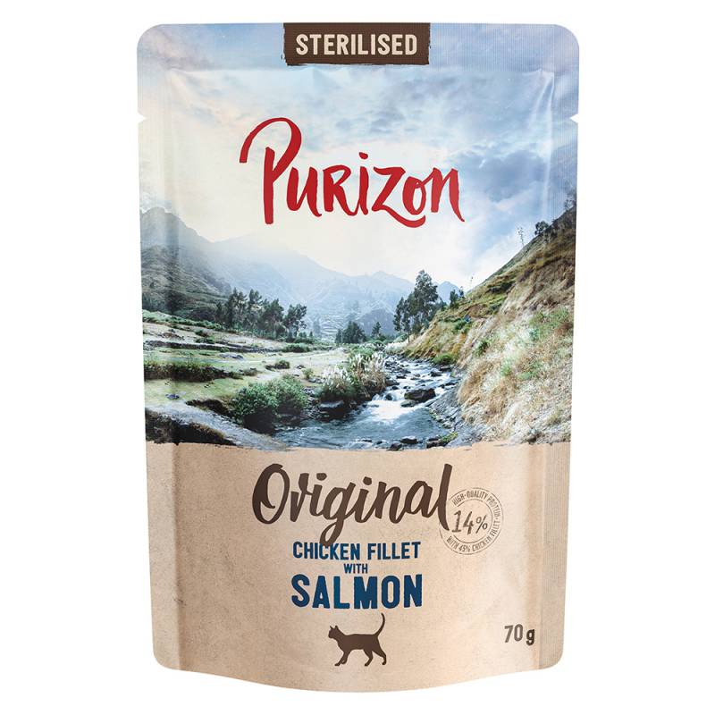 Purizon Adult Sterilised 6 x 70 g - getreidefrei - Hühnerfilet mit Lachs von Purizon