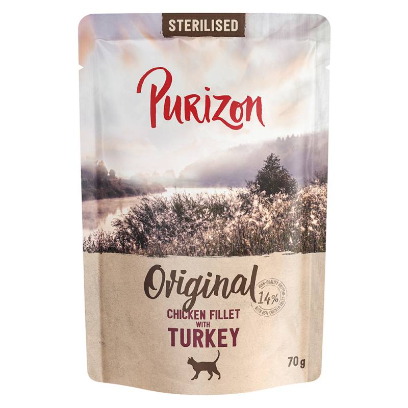 Purizon Adult Sterilised 6 x 70 g - getreidefrei - Hühnerfilet mit Truthahn von Purizon