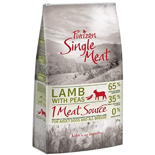 Purizon Einzelfleisch ausgewachsener Hund – getreidefreies Lamm mit Erbsen, 12 kg von Purizon