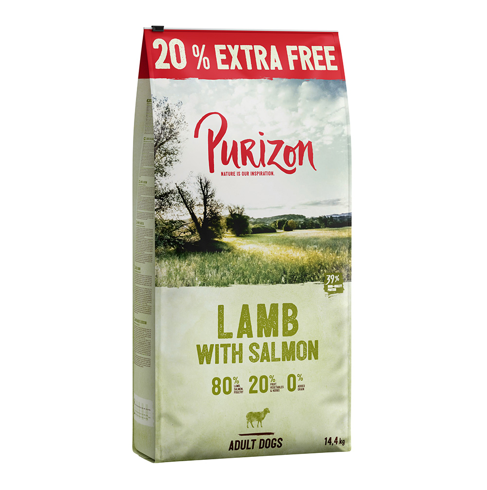 Purizon Lamm mit Lachs Adult - getreidefrei 14,4 kg: 12 kg + 20% gratis! von Purizon