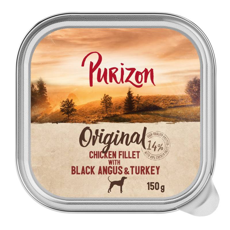 Purizon Nassfutter zum Sonderpreis! - Adult Hühnerfilet mit Black-Angus-Rind & Pute 6 x 150 g Schale von Purizon