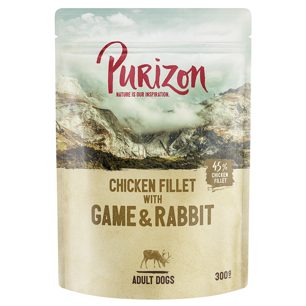 Purizon Nassfutter zum Sonderpreis! - Adult Original Hühnerfilet mit Wild & Kaninchen 6 x 300 g Pouch von Purizon