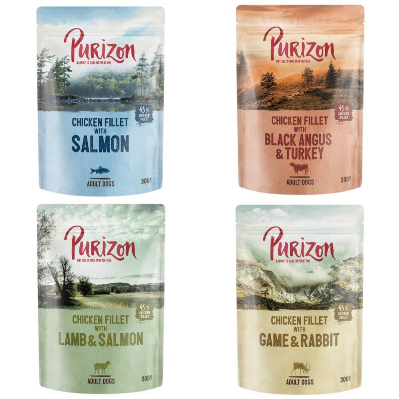 Purizon Nassfutter zum Sonderpreis! - Adult Original Mix 4 Sorten 6 x 300 g Pouch von Purizon