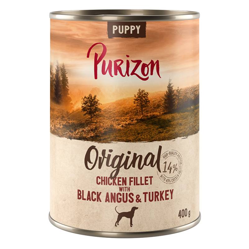Purizon Nassfutter zum Sonderpreis! - Puppy Hühnerfilet mit Black-Angus-Rind & Pute 6 x 400 g von Purizon