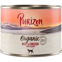 Purizon Organic 6 x 200 g - Bio-Rind und Bio-Huhn mit Bio-Karotte von Purizon
