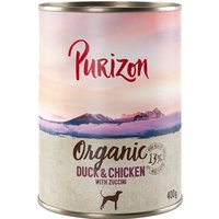 Purizon Organic 6 x 400 g - Bio-Ente und Bio-Huhn mit Bio-Zucchini von Purizon