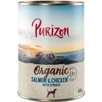 Purizon Organic 6 x 400 g - Bio-Lachs und Bio-Huhn mit Bio-Spinat von Purizon