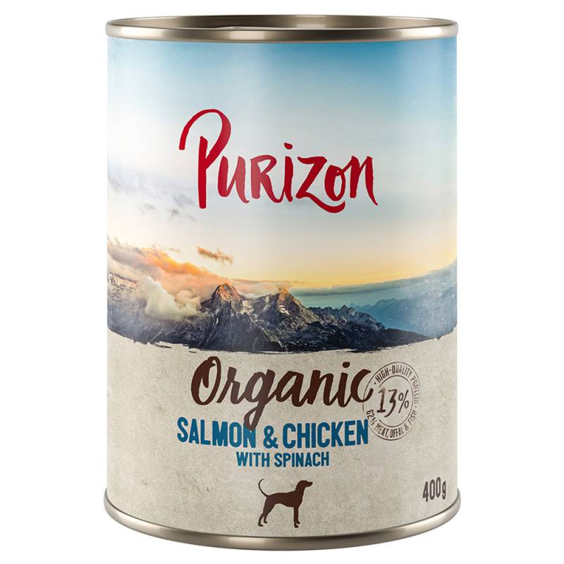 Purizon Organic 6 x 400 g - Lachs und Huhn mit Spinat von Purizon