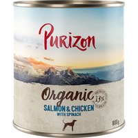 Purizon Organic 6 x 800 g - Bio-Lachs und Bio-Huhn mit Bio-Spinat von Purizon