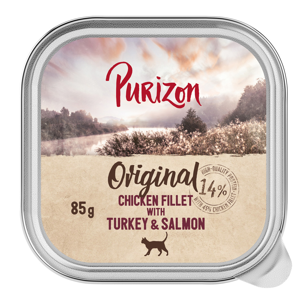 Purizon Original Schalen 24 x 85 g - Hühnerfilet mit Truthahn & Lachs von Purizon