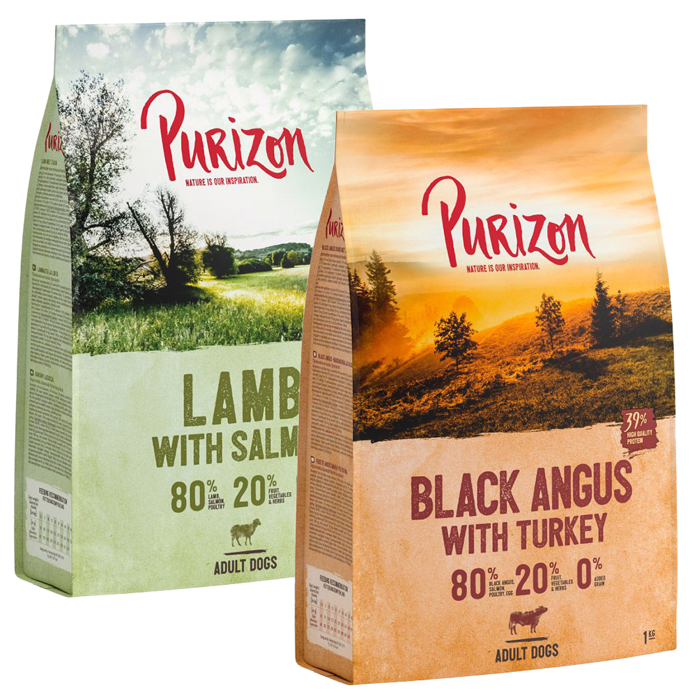 Purizon Probierpaket 2 x 1 kg - Black-Angus-Rind mit Truthahn, Lamm mit Lachs von Purizon