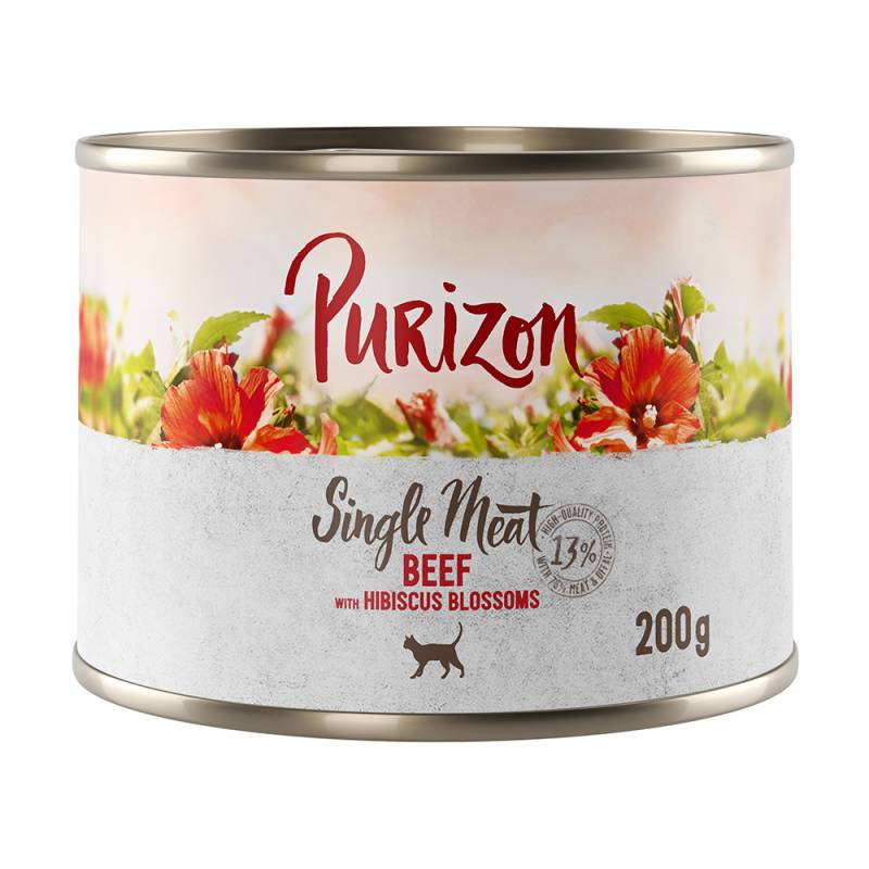 Purizon Single Meat 12 x 200 g - Rind mit Hibiskusblüten von Purizon