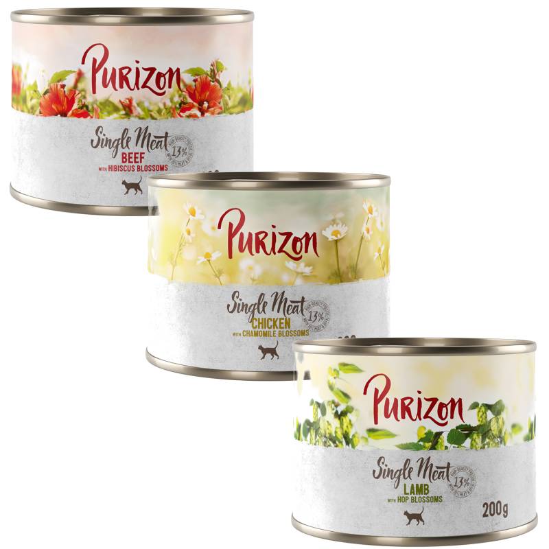 Purizon Single Meat 6 x 200 g - Mix: Huhn, Rind, Lamm von Purizon