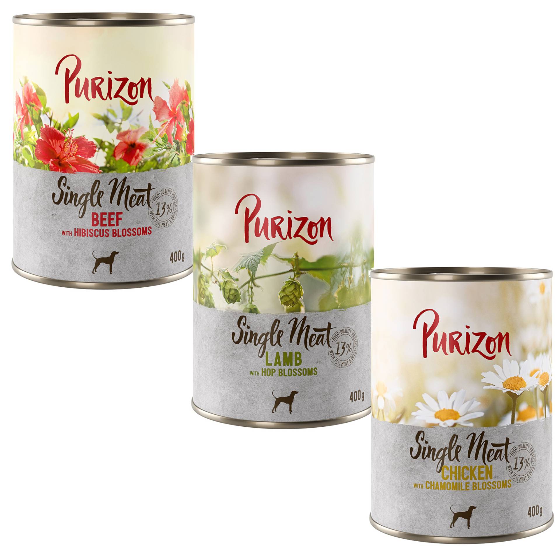 Purizon Single Meat 6 x 400 g - Mix: Huhn, Rind, Lamm von Purizon
