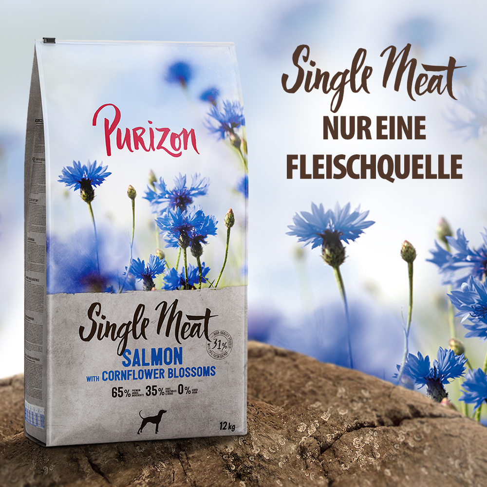 Purizon Single Meat Adult Lachs mit Spinat und Kornblumenblüten - 4 x 1 kg von Purizon