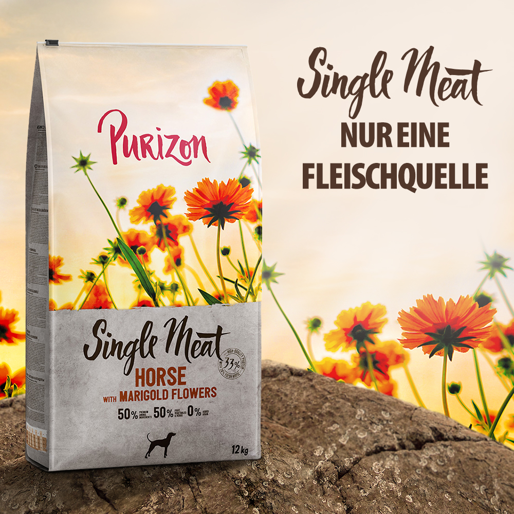 Purizon Single Meat Adult Pferd mit Süßkartoffel und Ringelblumenblüten - 4 x 1kg von Purizon
