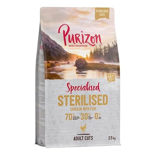 Purizon Sterilised Adult Huhn & Fisch | Katzenfutter trocken | Geringer Fettgehalt | hoher Proteingehalt | viel frischem Huhn | 0% Getreide | 2,5 KG von Purizon