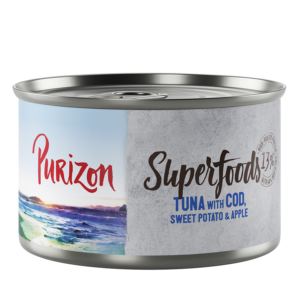 Purizon Superfoods 12 x 140 g - Thunfisch mit Kabeljau, Süßkartoffel und Apfel von Purizon