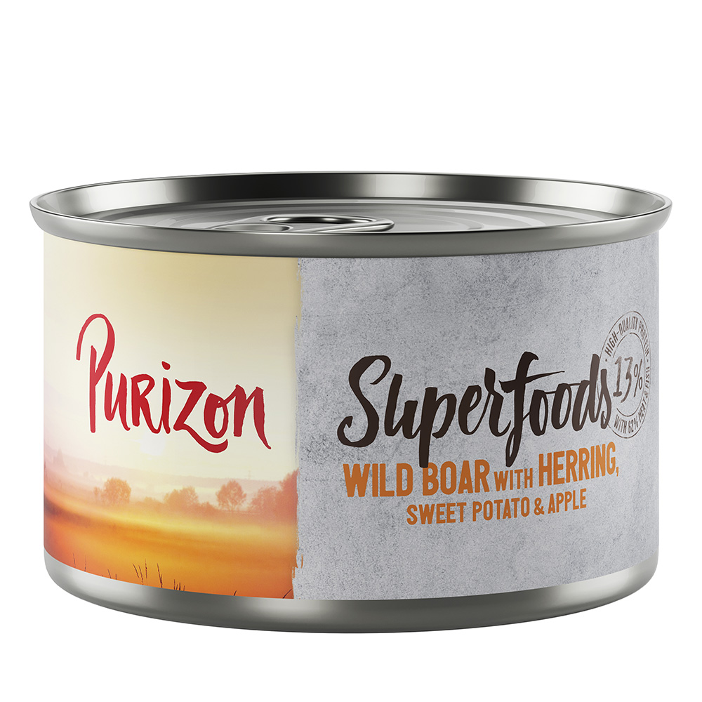 Purizon Superfoods 12 x 140 g - Wildschwein mit Hering, Süßkartoffel und Apfel von Purizon