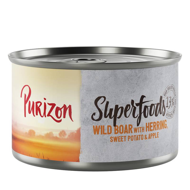 Purizon Superfoods 12 x 140 g - Wildschwein mit Hering, Süßkartoffel und Apfel von Purizon