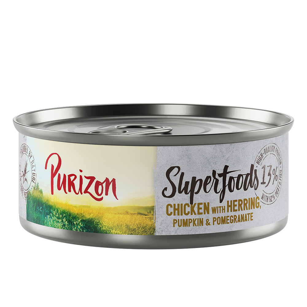 Purizon Superfoods 12 x 70 g - Huhn mit Hering, Kürbis und Granatapfel von Purizon