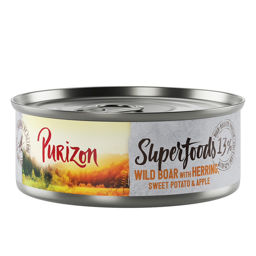 Purizon Superfoods 12 x 70 g - Wildschwein mit Hering, Süßkartoffel und Apfel von Purizon