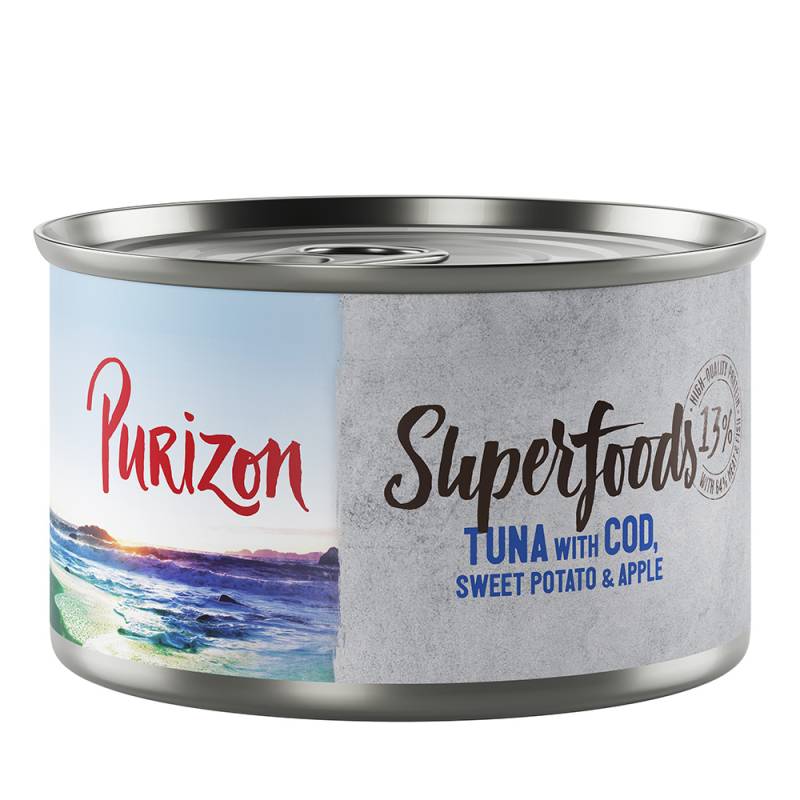 Purizon Superfoods 24 x 140 g - Thunfisch mit Kabeljau, Süßkartoffel und Apfel von Purizon
