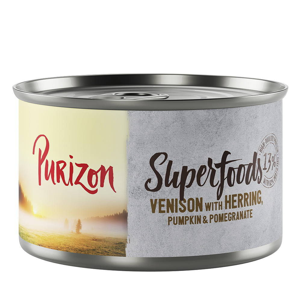 Purizon Superfoods 24 x 140 g - Wild mit Hering, Kürbis und Granatapfel von Purizon