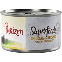 Purizon Superfoods 6 x 140 g - Huhn mit Hering, Kürbis und Granatapfel von Purizon